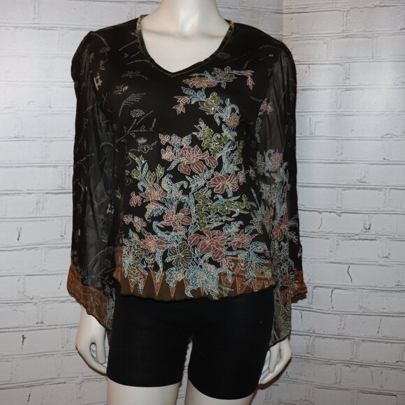 🖤🌺 Rene Derhy Blouse · Parisian Bloom · Size 10/12 - Picture 1 of 7